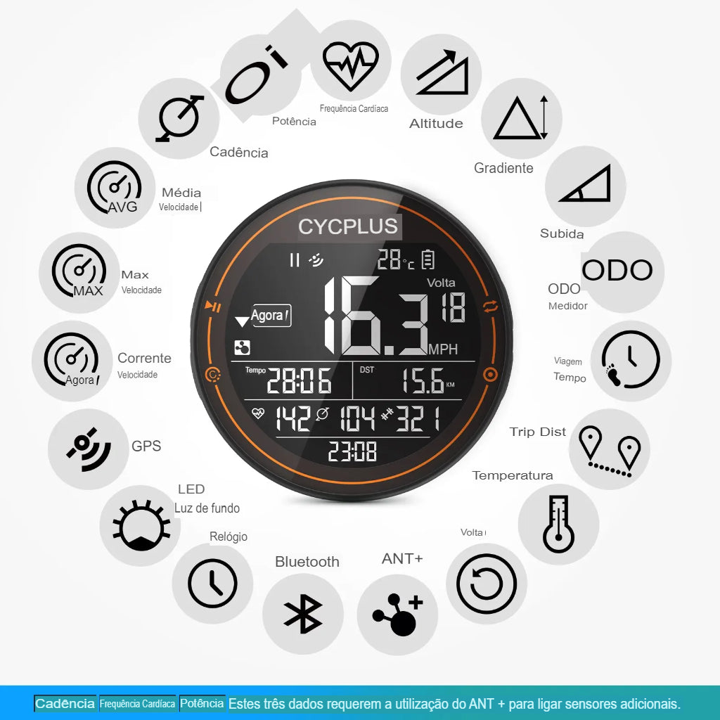 Ciclocomputador Gps Cycplus M2Plus - Ciclinni